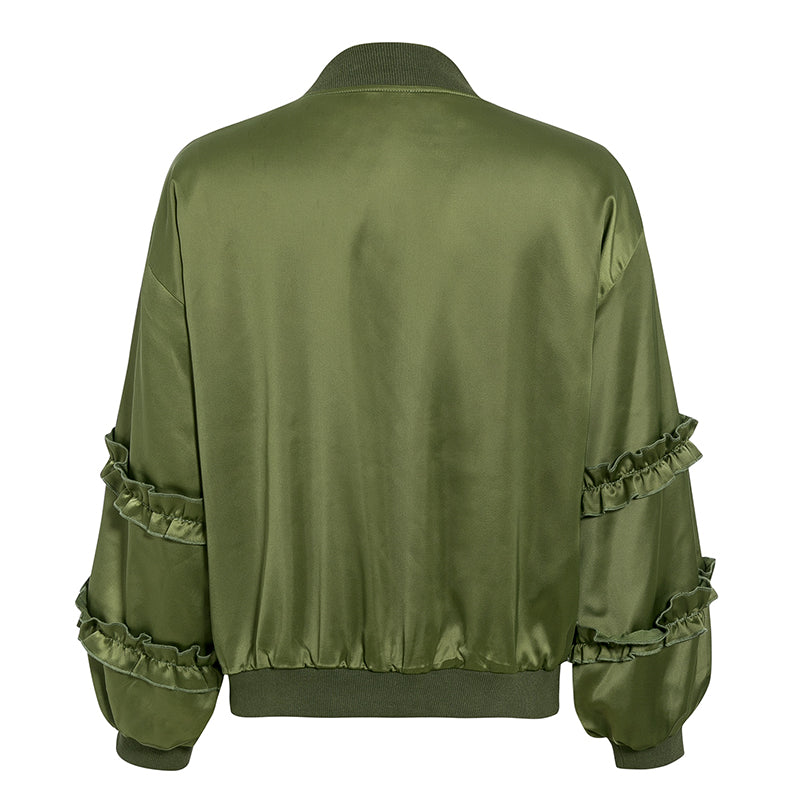 Pleats patterned sparkling green jacket