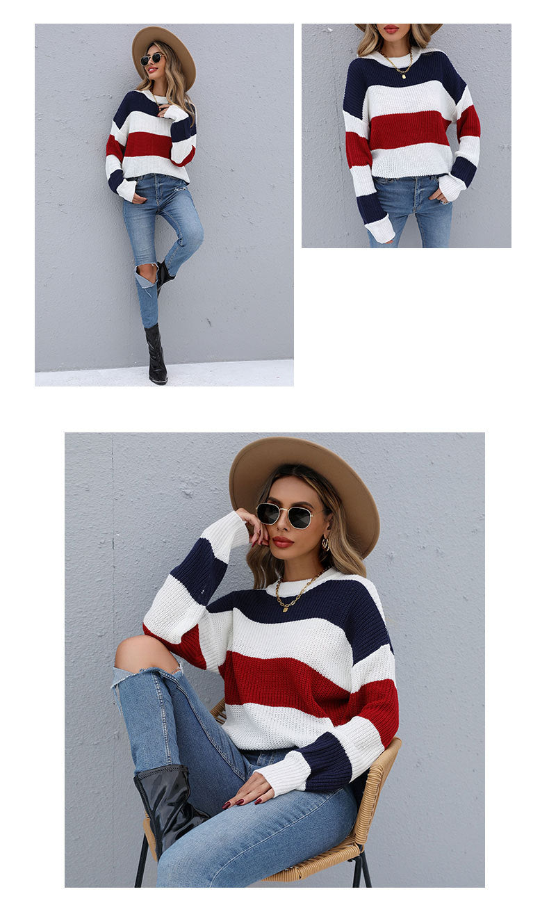 Multi-color stripes knitted sweater