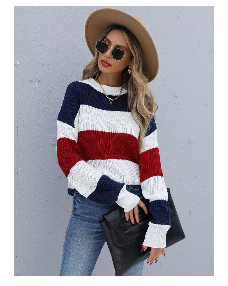 Multi-color stripes knitted sweater