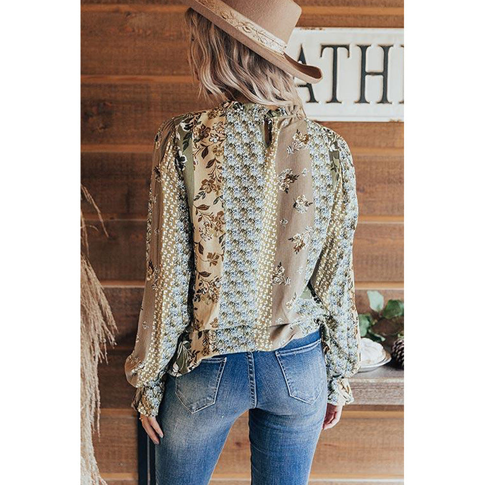 Casual Round Neck Snake Pattern Color Top