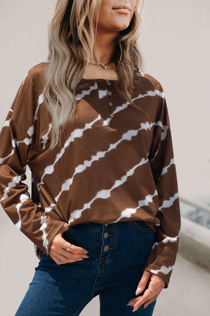 Tie-Dye striped buttoned top